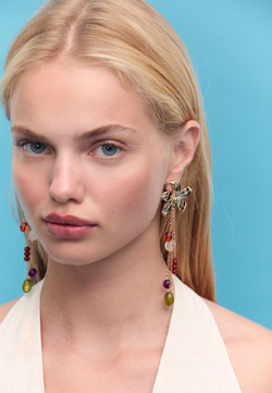 STRADIVARIUS Серьги-цветы из бисера, золотой