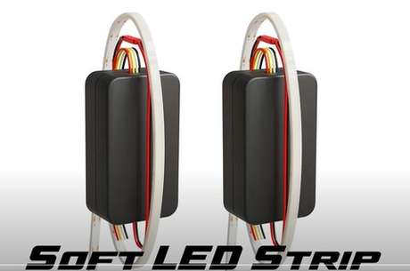 Светодиодные ленты ДХО+поворотник гибкие, 60см, 12v, Белый + Желтый, с режимом притухания (комплект, 2шт)