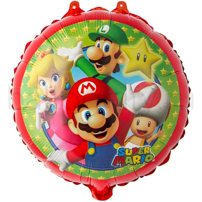 Фольгированная фигура, круг, Водопроводчик усатый Марио,18"/46СМ