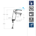 Смеситель для раковины NEW FLY 570101NM чёрный