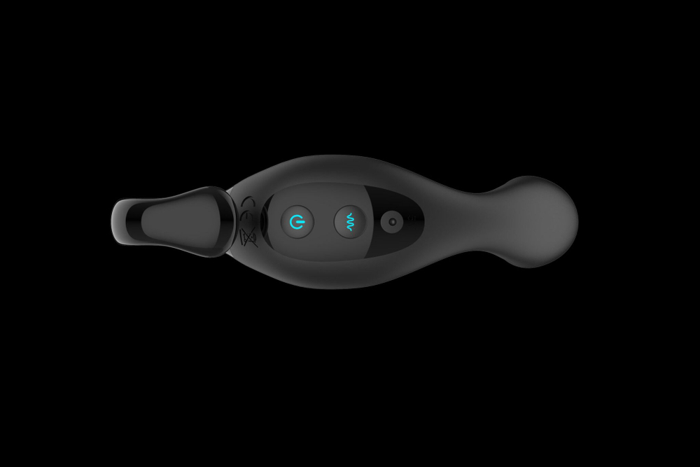 Черный вибромассажер простаты с эффектом фингеринга и пультом ДУ