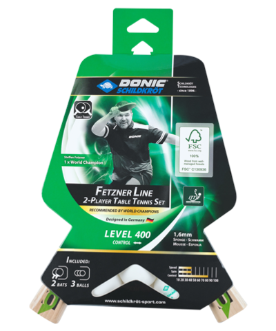 Набор для настольного тенниса Fetzner 400 FSC Set, 2 ракетки, 3 мяча