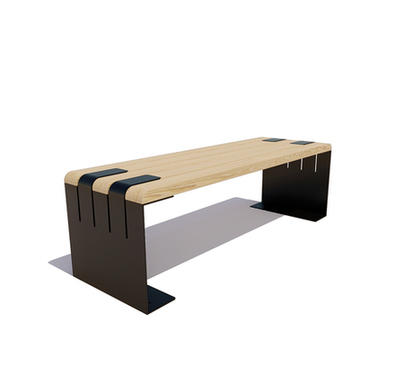 Банкетка стальная "Симферополь" сосна 1,2м, лак