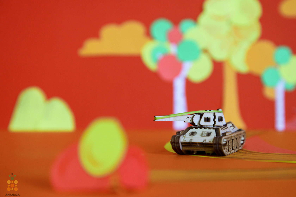 Танк Т-34 UNIT (UNIWOOD) - Деревянный конструктор, 3D пазл, сборная модель