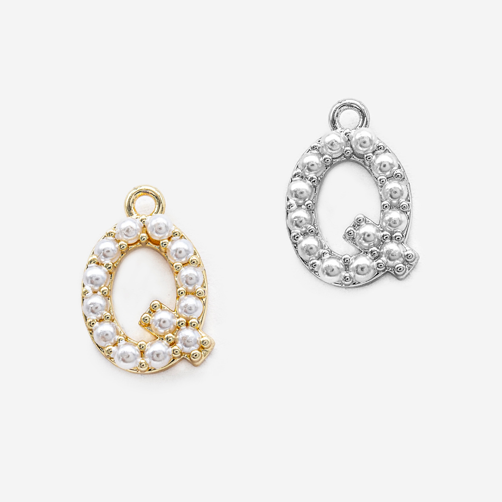 Подвеска с жемчугом в форме буквы "Q", 13,7*9,2мм