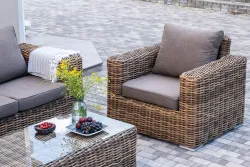 "Палермо" лаунж-зона из искусственного ротанга, цвет соломенный