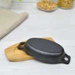 Сковорода 15,5*10см чугунная с деревянной подставкой МВ 26798