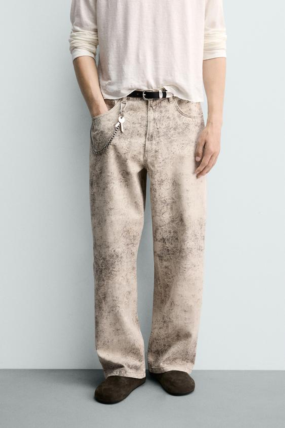 ZARA БРЮКИ BAGGY С АБСТРАКТНЫМ ПРИНТОМ, С ПРИНТОМ