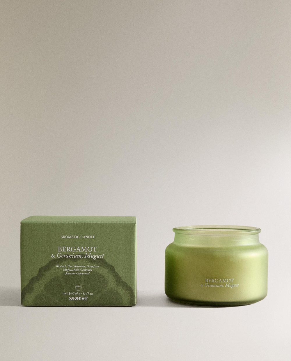Zara Home - Ароматическая свеча bergamot & geranium, muguet, 240 г