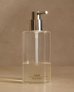 ZARA HOME ДОЗАТОР ДЛЯ МЫЛА ИЗ ТЕРМОСТОЙКОГО СТЕКЛА С НАДПИСЬЮ, ПРОЗРАЧНЫЙ