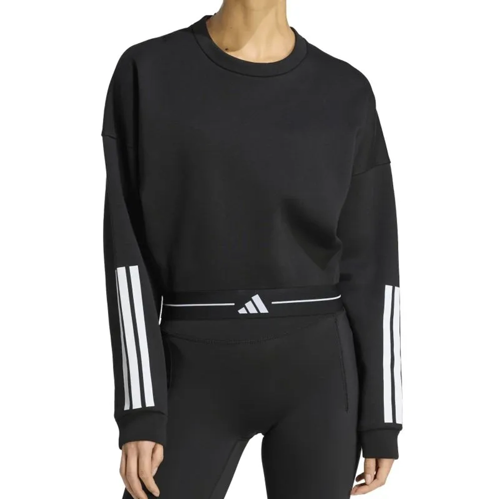Женская теннисная куртка Adidas Hyperglam 3-Stripes Cropped Crewneck - black