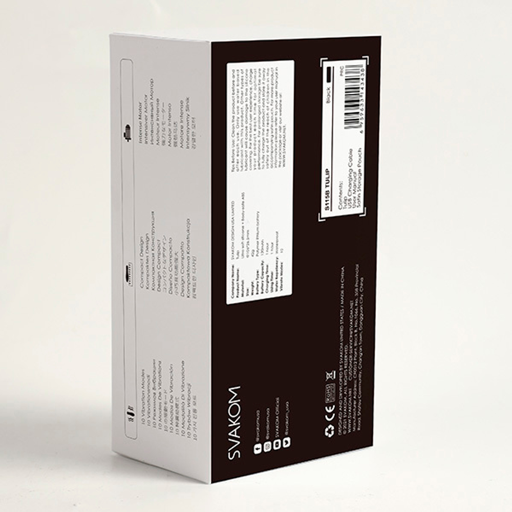 Черная вибропуля 10,6см Svakom Tulip Strong Firm Bullet Vibrator Black S115B