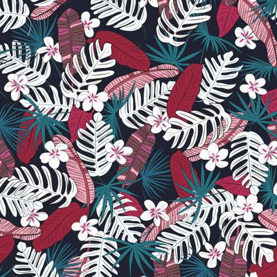 тропики, цветы и пальмы