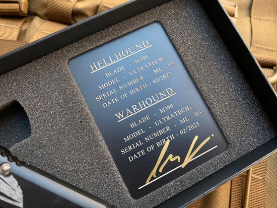 Сет ножей Microtech MT_719-13SETMLS UTX-85 Warhound / Hellhound SET, алюм. рук-ть Molon Labe, бронз