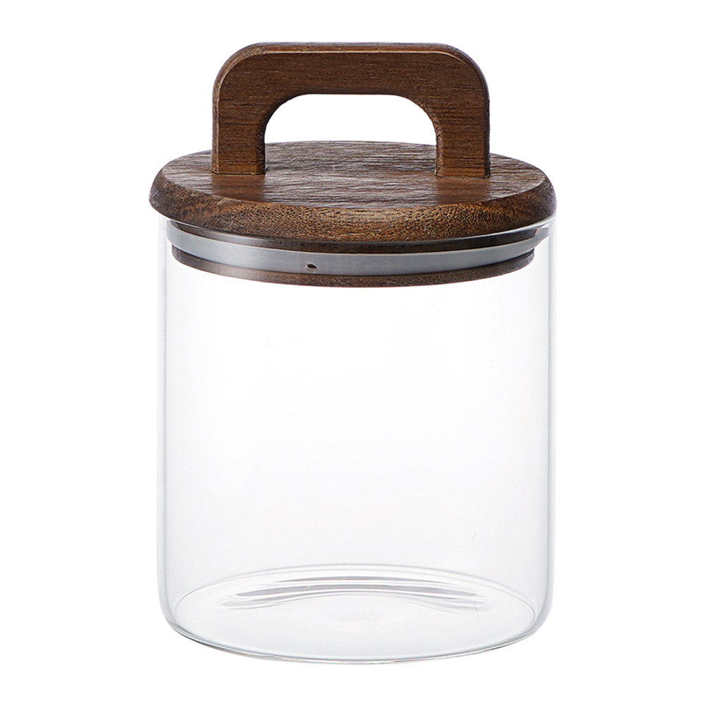 Банка для хранения стеклянная с крышкой из акации hanle, 750 мл