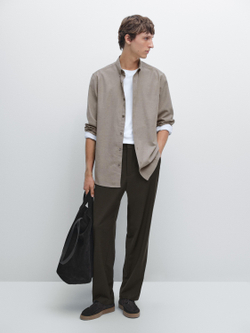 Massimo Dutti Меланжевая рубашка классического кроя, норка