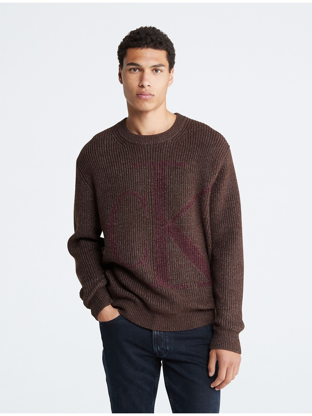 Свитер Calvin Klein Monogram Logo Ribbed Java