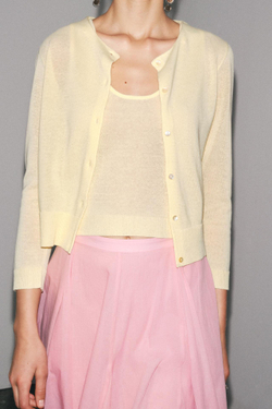 ZARA ОДНОТОННЫЙ КАРДИГАН, СВЕТЛО-ЖЕЛТЫЙ