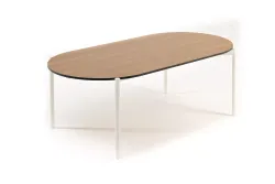 "Диего" журнальный стол из HPL 120х60 H40, каркас белый муар, цвет "дуб"