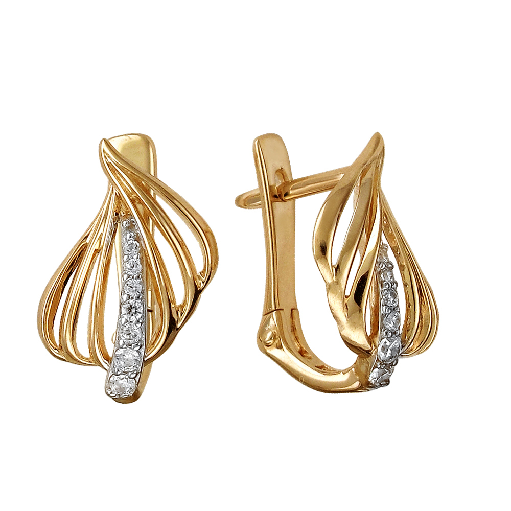 Серьги с фианитом из красного золота 585 пробы JA-S-1112092Р