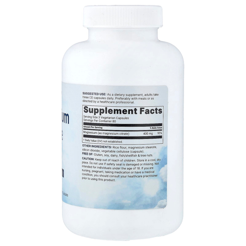 Micro Ingredients, цитрат магния, 240 вегетарианских капсул (133 мг в 1 капсуле)