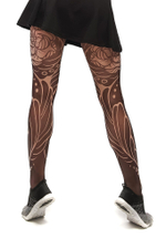 Колготки с растительным принтом (Размер: S-M-L) (Цвет: бежевый)