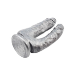 Серебристый анально-вагинальный фаллоимитатор Dick Cumming - 18 см. (Цвет: серебристый)