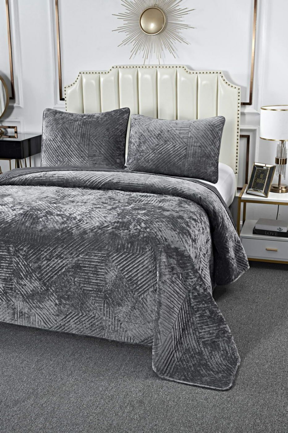 Покрывало 220х240 и 2 наволочки 50х70 Sofi De MarkO Патрисия Серая