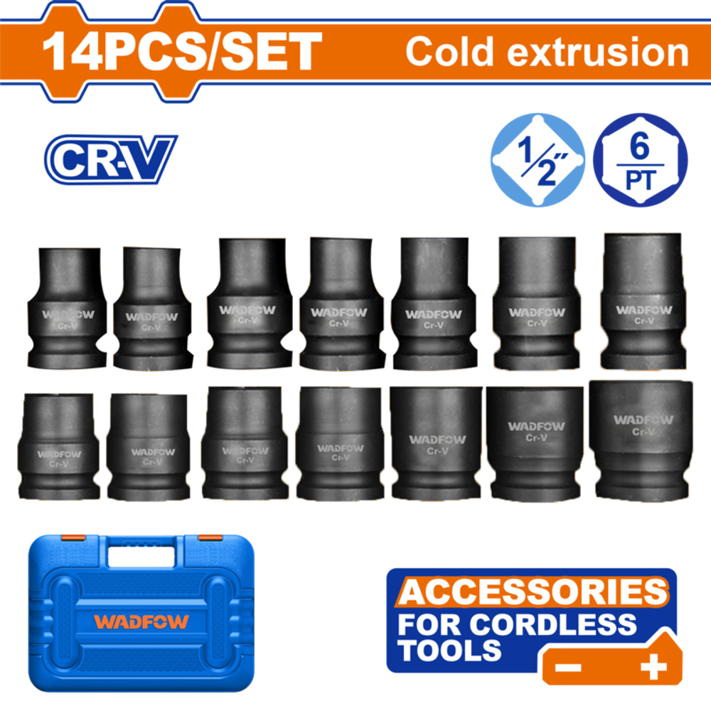 Набор ударных торцевых головок 1/2" 14 шт (8) WADFOW WMS4D01