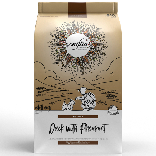 CRAFTIA NATURA Сухой корм для взрослых собак миниатюрных и мелких пород из утки с фазаном 640 г