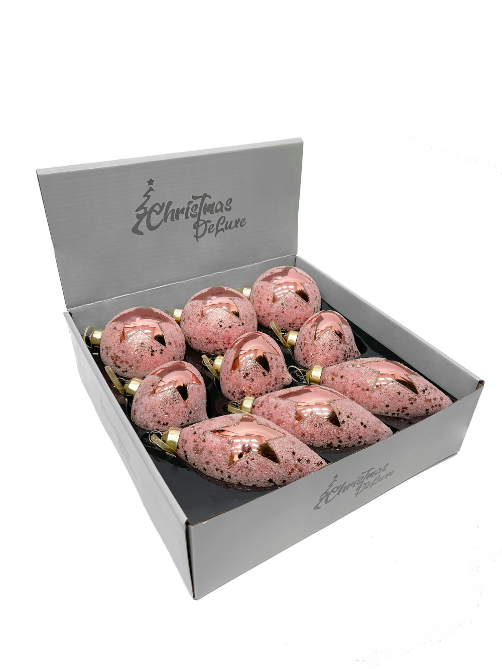 Набор елочных игрушек 8см 9шт ChristmasDeLuxe розовый со звездой