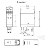 Электромеханическое реле Prompower PG2R1-S DC24 Однополюсное Номинальный ток 12А, управление 24VDC