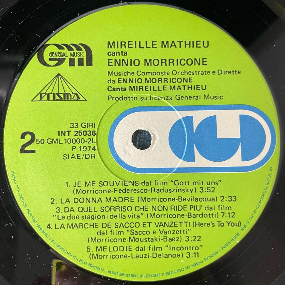 Винтажная виниловая пластинка LP Мирей Матье, Mireille Mathieu Canta Ennio Morricone (Италия 1974)