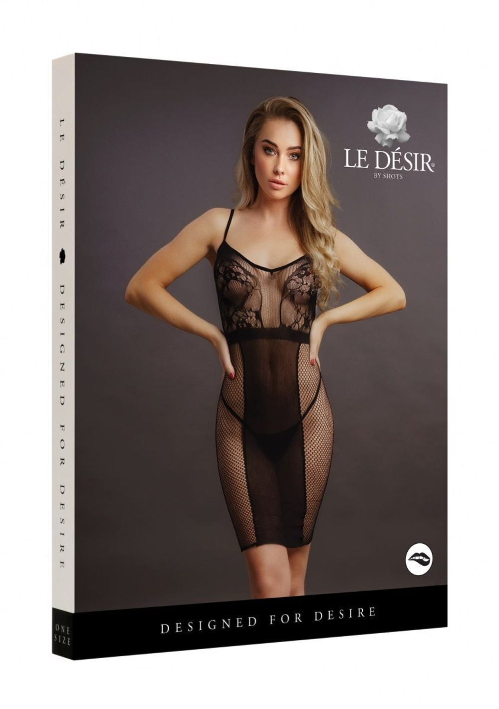 Эффектное мини-платье на бретельках Knee-Length Lace and Fishnet Dress