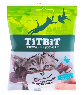 Хрустящие подушечки для кошек с паштетом из утки 30 гр