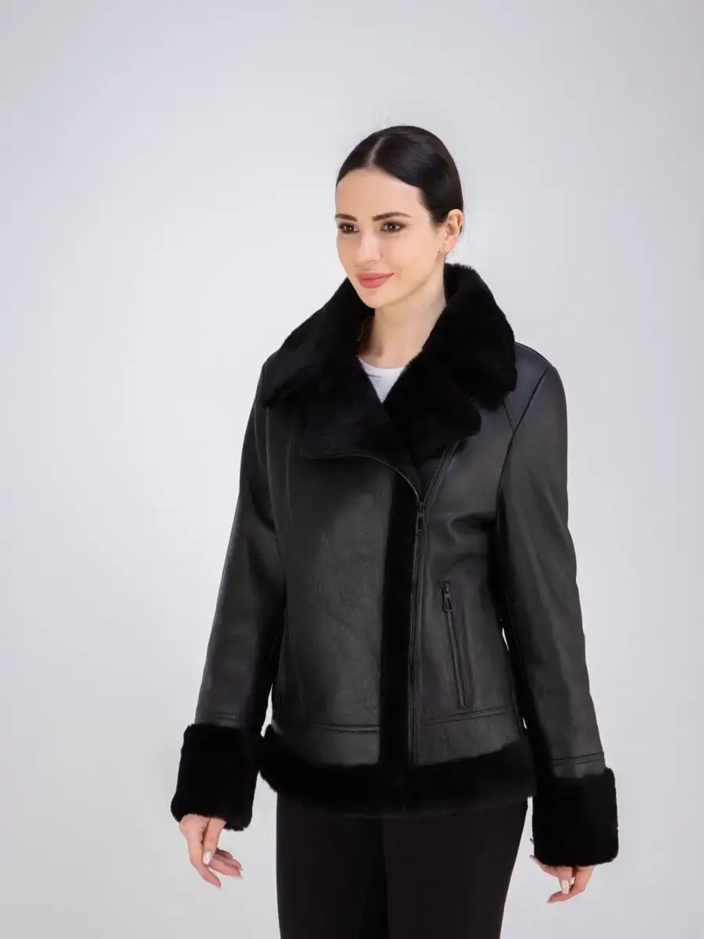 Дубленка женская авиатор натуральная зимняя Турция