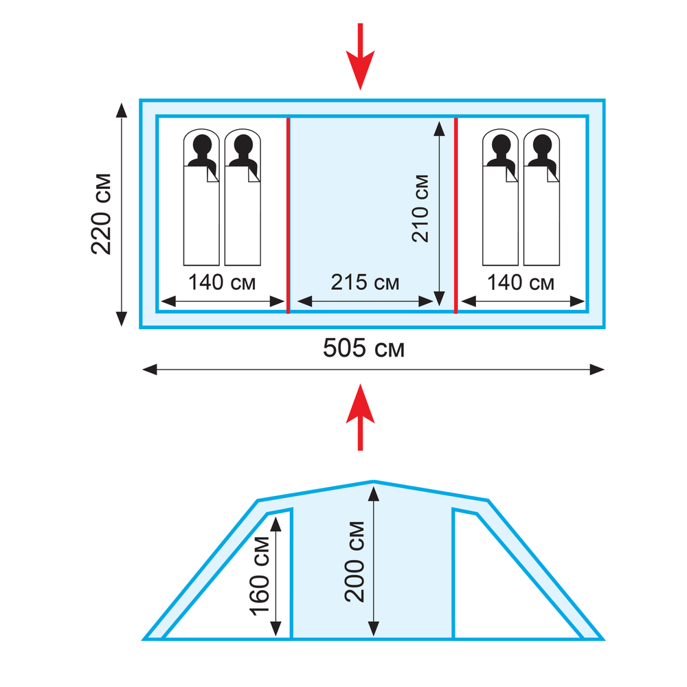 Tramp двухкомнатная палатка Brest 4 V2, зеленый