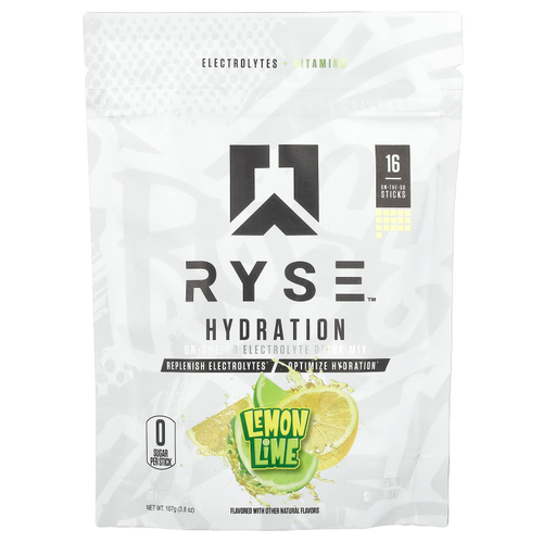 RYSE, Hydration, электролитная смесь для приготовления на вынос, лимон и лайм, 16 стиков по 6,7 г (0,24 унции)