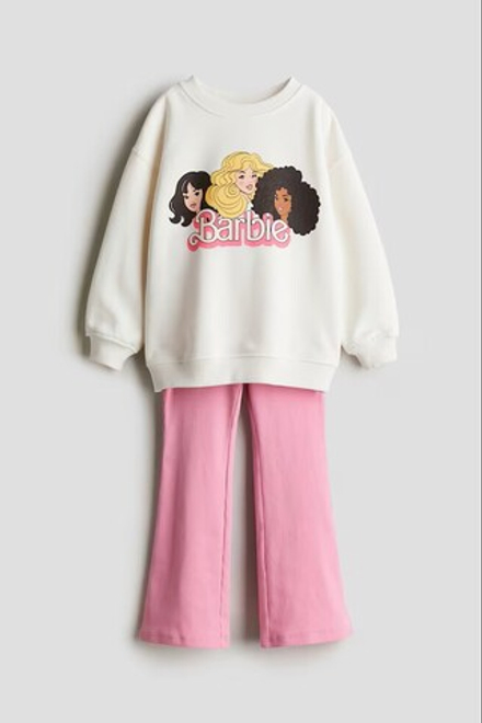 H&M Комплект из футболки и легинсов с принтом, розовый