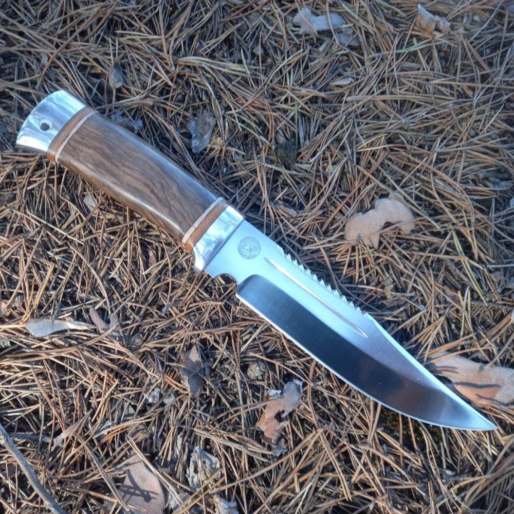 Нож кованый НС-01А Охотник (40Х10С2М) алюминиевые вставки (Златоуст)