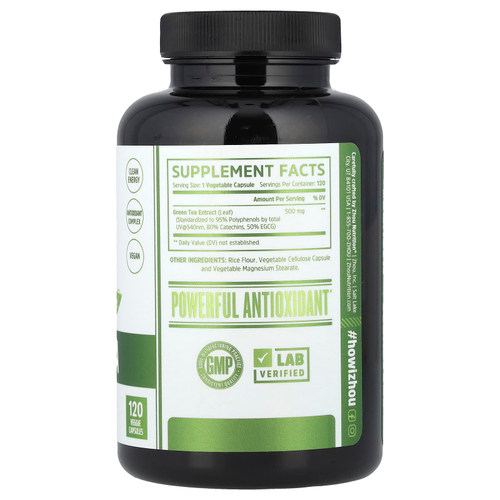 Zhou Nutrition, экстракт зелёного чая, 500 мг, 120 растительных капсул