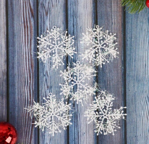 Украшение ёлочное "Снежинка - пушинка" (набор 6 шт 1 шт) d-6 см белый