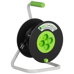 Удлинитель силовой ЭРА GREEN LINE KAT-2x0.75-30m Greenline на катушке пластик 4 розетки без заземления 30м ПВС 2x0.75мм2 | Силовые удлинители