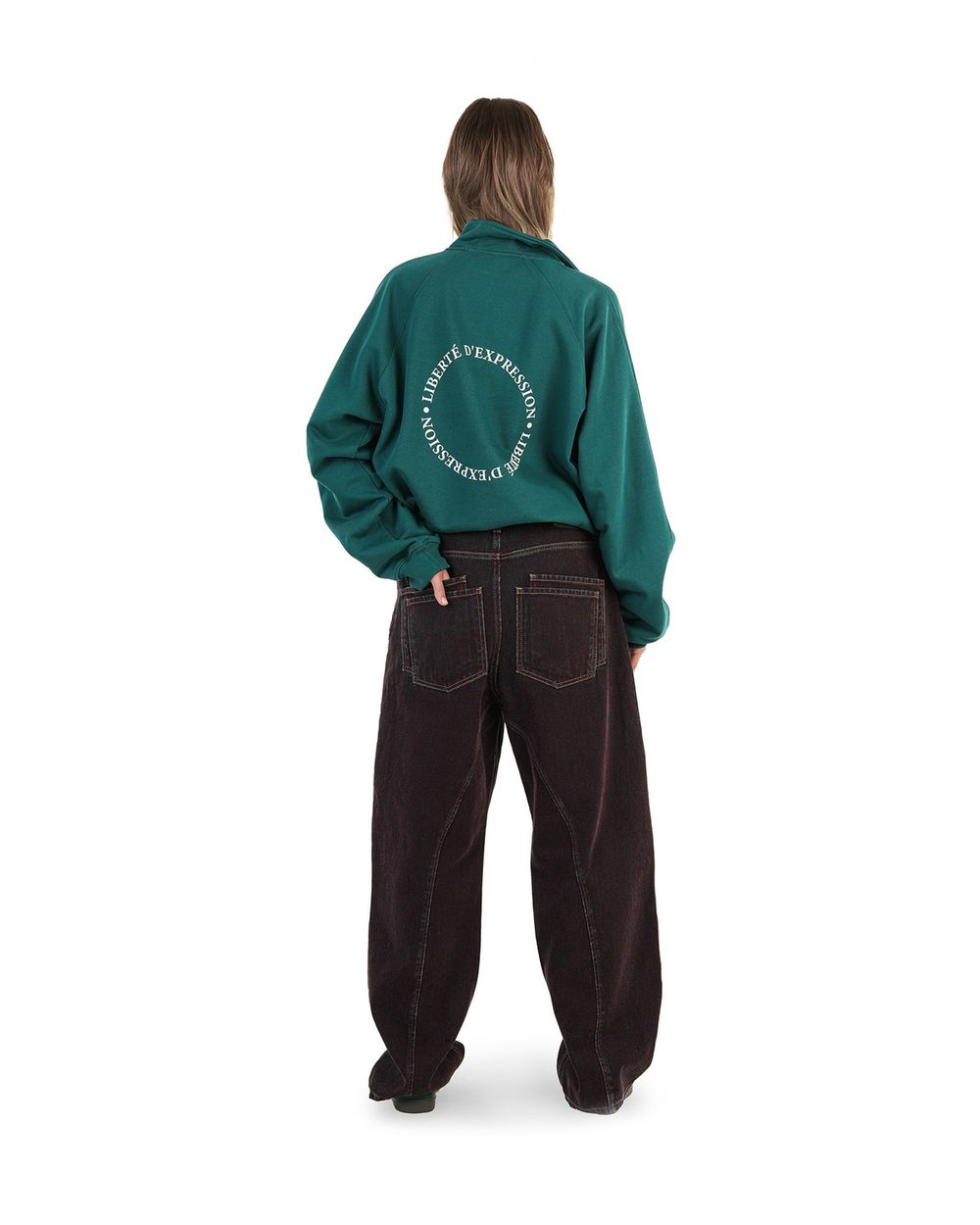 Толстовка Bruler d'Amour Half-zip Liberté d'expression зеленая