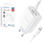 Сетевой адаптер питания BOROFONE BA73A 2C PD 35W QC 3.0 + кабель Lightning-Type-C (белый)