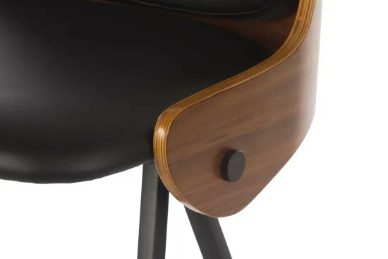 Полубарный стул Isla черная экокожа, черный металлический каркас