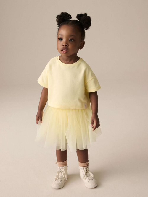 Футболка и юбка в комплекте для девочки Next E71-366, Светло-желтый