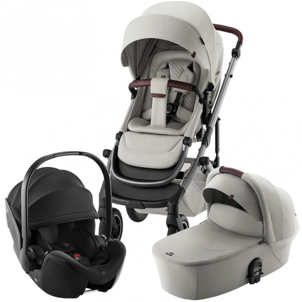 Коляска 3 в 1 Britax Roemer Smile 5Z Lux Collection+Baby-Safe Pro, Linen Grey+Space Black
