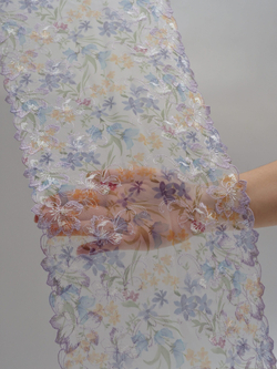 Вышивка на сетке мультиколор неэластичная ширина 24 см ОТРЕЗЫ