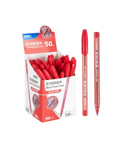 Ручка Deli шариковая красная 1.0мм EQ19-RD